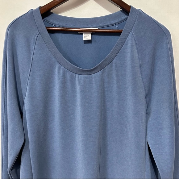 Athleta Seasoft Scoop Neck Sweatshirt Blue Modal Stretch Blend Size M - Picture 4 of 11